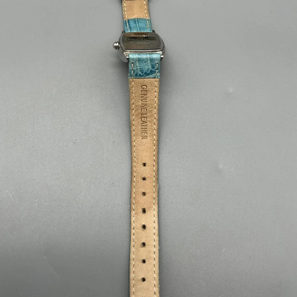 Timex T2E341 Womens Watch 22mm White Dial Blue Leather Band New Battery